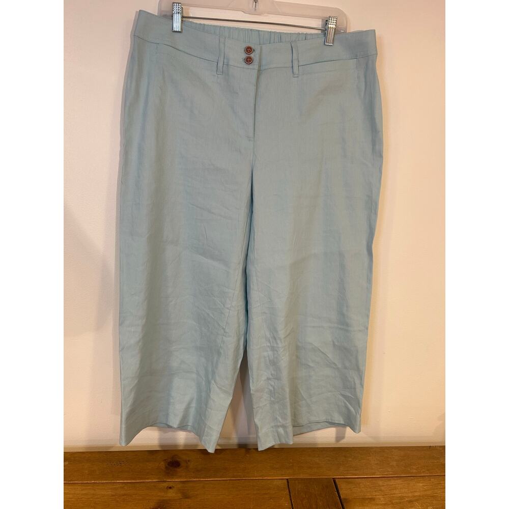 J. Jill Linen Stretch Wide Leg Crop Light Blue Pant NEW XL Petite Coastal Beach - Picture 3 of 12